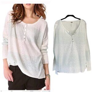 Free People Beach Gold Rush Henley Oversized Knit Top Size XS